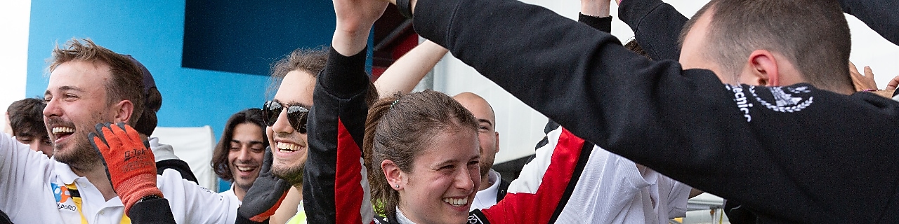 young people celebrating, smiling