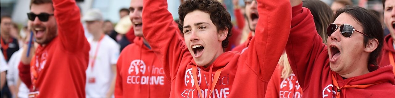 Team in red cheering
