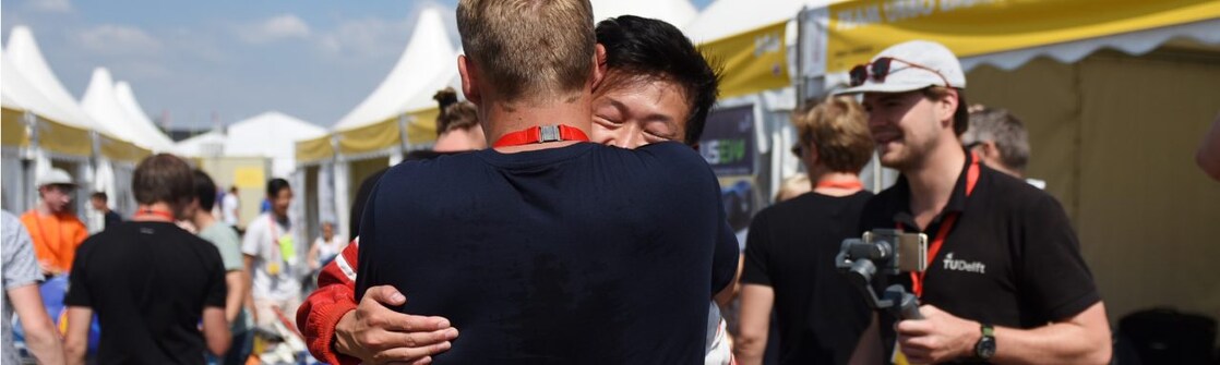 Team hugging