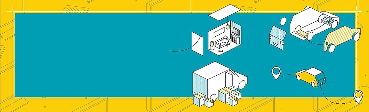 Illustration of vehicles and homes