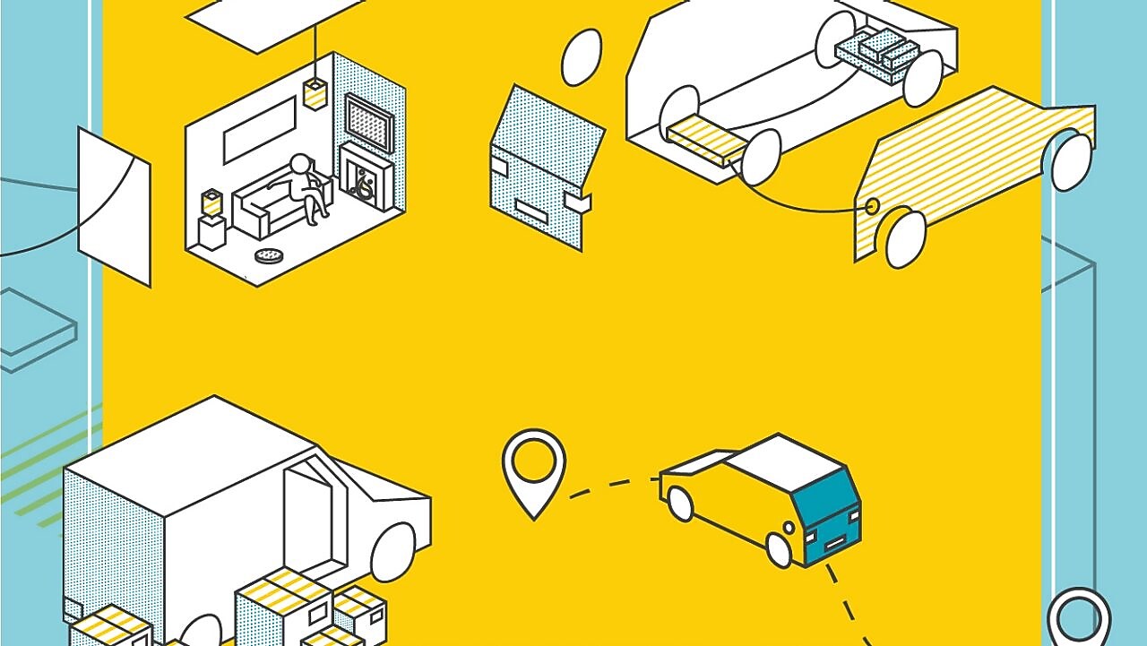 Illustration of vehicles and homes