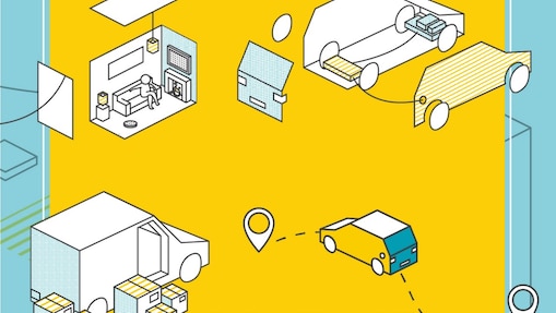 Illustration of vehicles and homes