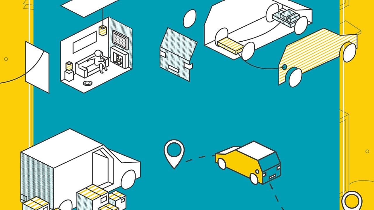 Illustration of vehicles and homes