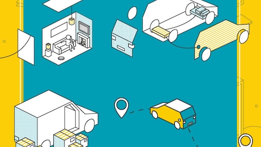 Illustration of vehicles and homes