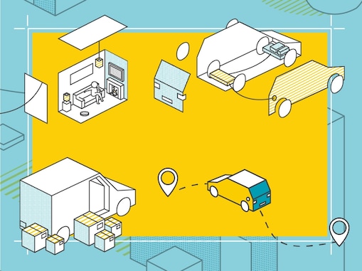 Illustration of vehicles and homes