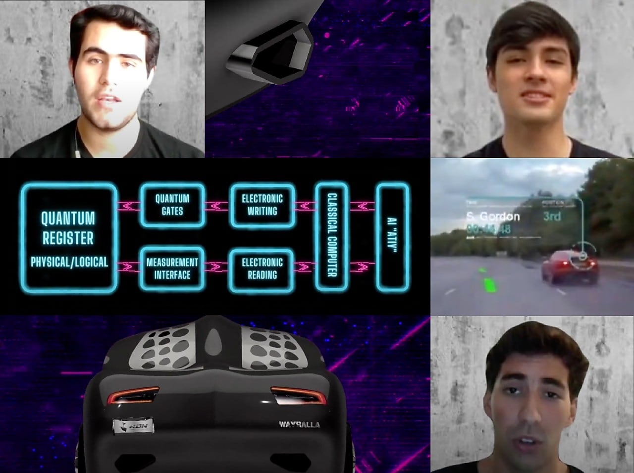 Student head shots and submission photos of global winner KON team appear in a collage.