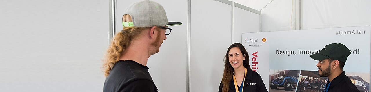 Altair represenatives giving advice to students