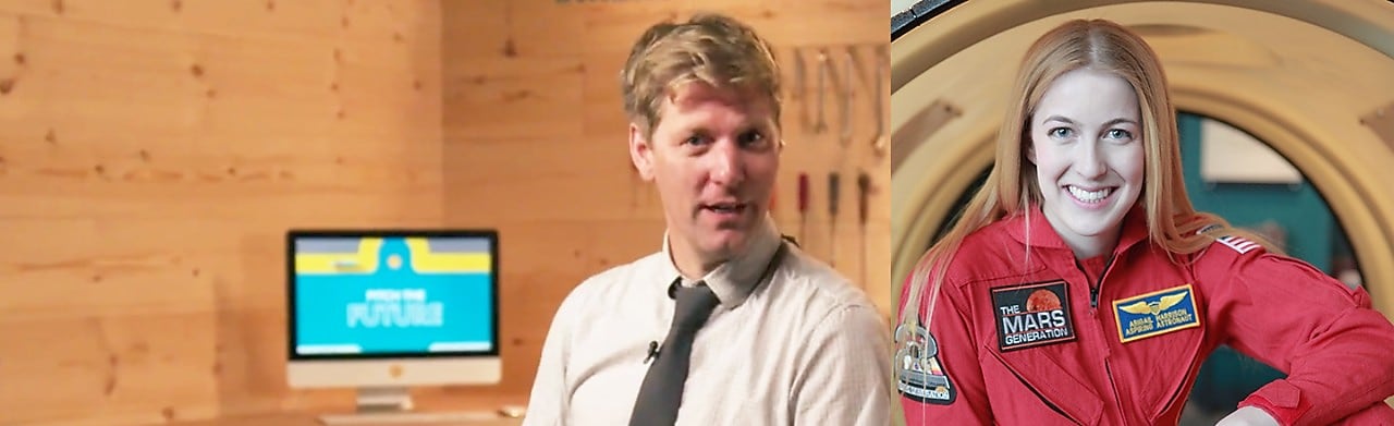 Candid photo of Shell Eco-marathon participant sitting in her car and strapping on her helmet.