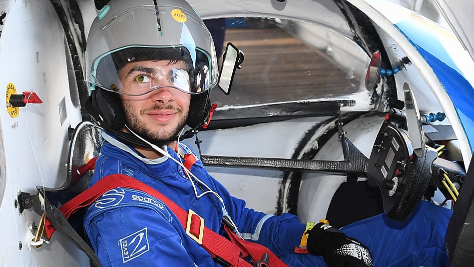 Insa Toulouse driver looks out from cockpit