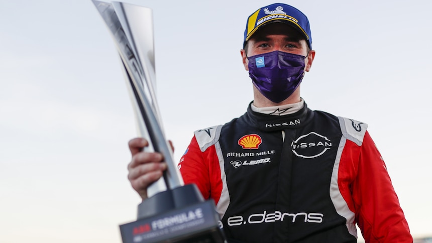 Oliver Rowland takes his maiden Formula E win at the penultimate round of season six in Berlin. His lights to flag victory started from pole position to the top step of the podium. Image Credit: Formula E