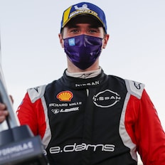 Oliver Rowland takes his maiden Formula E win at the penultimate round of season six in Berlin. His lights to flag victory started from pole position to the top step of the podium. Image Credit: Formula E